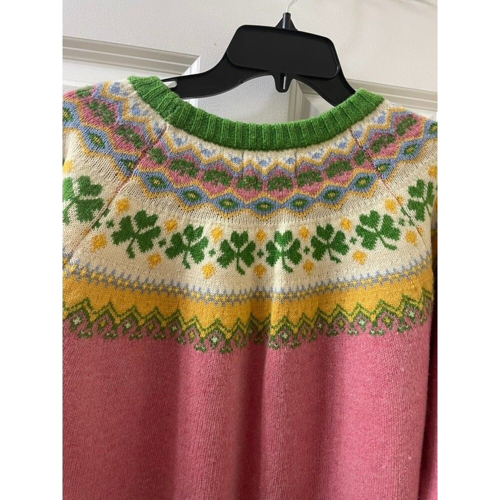 Kiel James Patrick Pink Fair Isle Crew Neck Wool Sweater Womans Size XXL - Picture 10 of 10